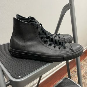 Chuck Taylor All Star Leather Black Mens Size 10.5